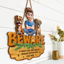 Pet Lovers,Pet Mom,Pet Dad,Pet Couple,Cat Lovers,Cat Mom,Cat Dad,Cat Couple,Dog Lovers,Dog Mom,Dog Dad,Dog Couple,Gift For Women,Gift For Men,Happy,Top Market - 3D Effect A Crazy Dog Cat Lady And Her Spoiled Rotten Dogs Cats - Personalized Custom Shaped Wood Sign