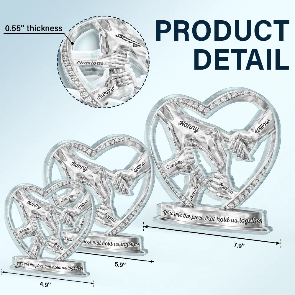 Gift For Mother,Gift For Grandma,Happy,Icon - Mom Grandma Holding Hands 3D Effect - Personalized Custom Shaped Acrylic Plaque