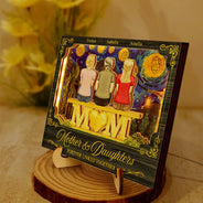 Gift For Mother,Mom - Daughters (Adult),Mom - Daughters (Young),Mom - Sons,Mom - Children,Love,Top Market,Vector - Mother & Children Forever Linked Together - Personalized LED Light Wooden Plaque