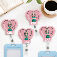 Nurse,Gift For Women,Gift For Men,Happy,Gift For Yourself,Vector - 3D Effect Nurse Job Title Heart - Personalized Badge Reel