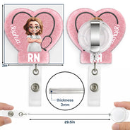Nurse,Gift For Women,Gift For Men,Happy,Gift For Yourself,Vector - 3D Effect Nurse Job Title Heart - Personalized Badge Reel