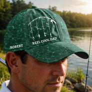 Gift For Father,Gift For Grandpa,Fishing,Grandpa's Hobby,Dad's Hobby,Summer,Non-Eng,Icon,Proud - Reel Cool Grandpa Dad - Personalized Classic Cap