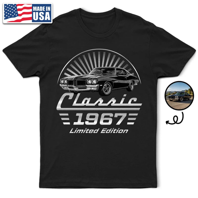 Gift For Father,Gift For Grandpa,Gift For Men,Non-Eng,Photo,Humorous - Custom Photo Classic Car Limited Edition - Personalized T Shirt