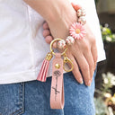 Birth Month Flowers Sketch Bloom Where You're Planted - Personalized Leather Beaded Keychain