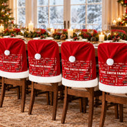 Christmas, Custom Text, Family, Happy - Christmas Table Decor Gift For Family - Personalized Member Names Chair Cover