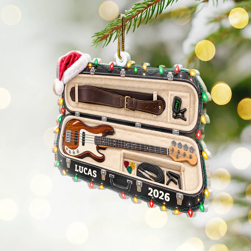 Christmas,Gift For Men,Gift For Yourself,Gifts For Him,Guitar,Happy,Icon,Music - Christmas Gift For Guitar Lovers - Personalized Guitar Case Acrylic Ornament