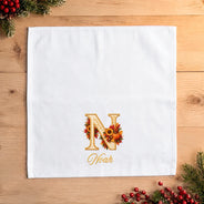 Family,Happy,Icon,Indoor Decor,Thanksgiving - Thanksgiving Table Setting For Family Gathering - Personalized Monogram Reusable Napkin