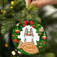 Cat First Christmas - Cat Lovers Christmas Gift - Personalized Custom Circle Ceramic Ornament