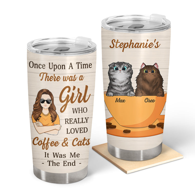 A Girl Who Really Loved Coffee & Cats - Gift For Cat Lovers - Personalized Custom Tumbler