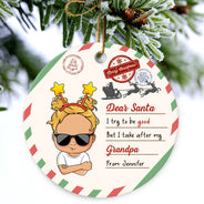 Dear Santa I Try To Be Good - Christmas Gift For Children - Personalized Custom Circle Ceramic Ornament