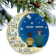 Miss You Beyond The Stars - Memorial Gift - Christmas Gift - Personalized Custom Circle Ceramic Ornament