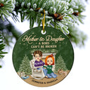 Family Mother Son Daughter Forever Linked Together - Christmas Gift For Mother - Personalized Custom Circle Ceramic Ornament