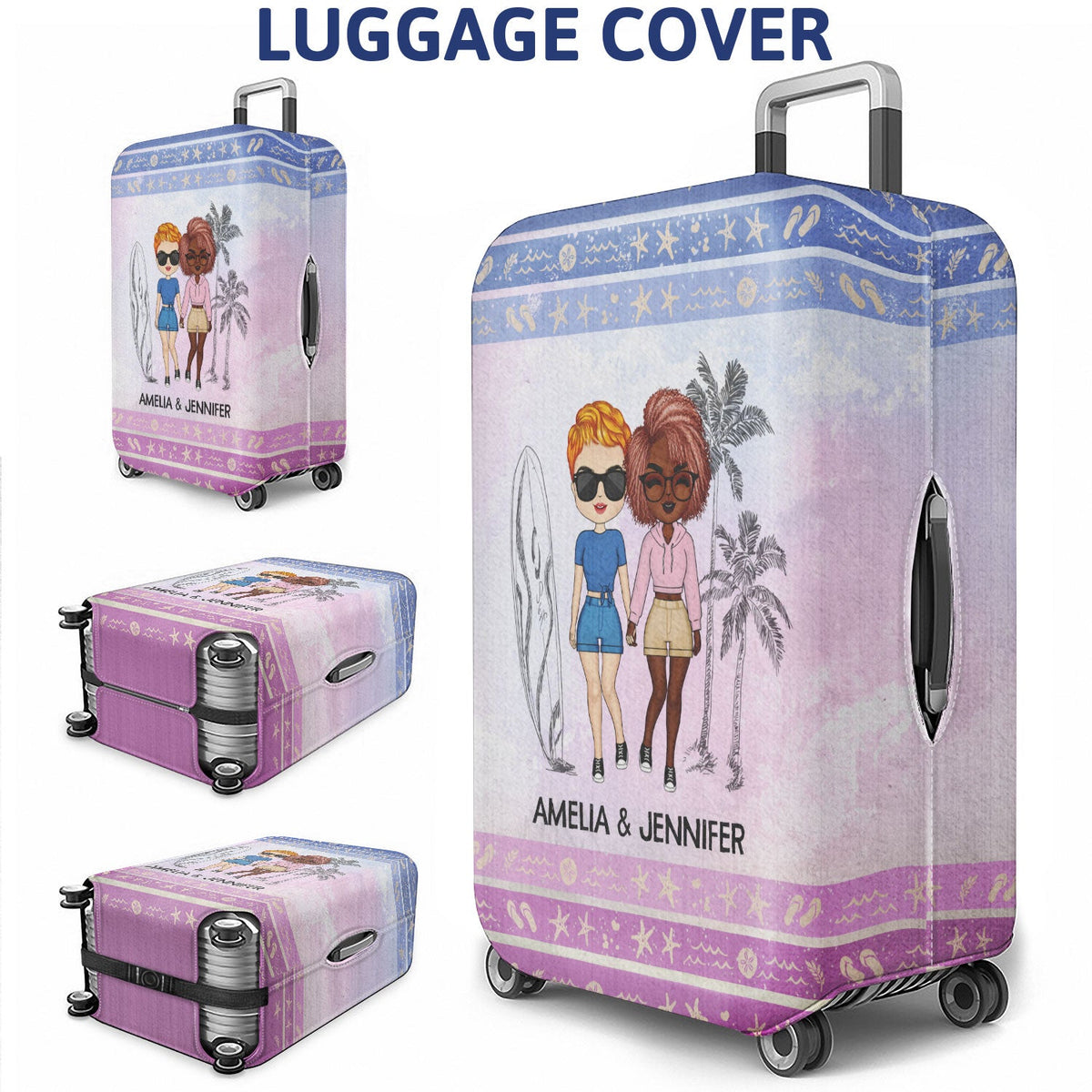 It Doesn't Matter Where You Go In Life Beach Traveling Couples - Personalized Custom Luggage Cover