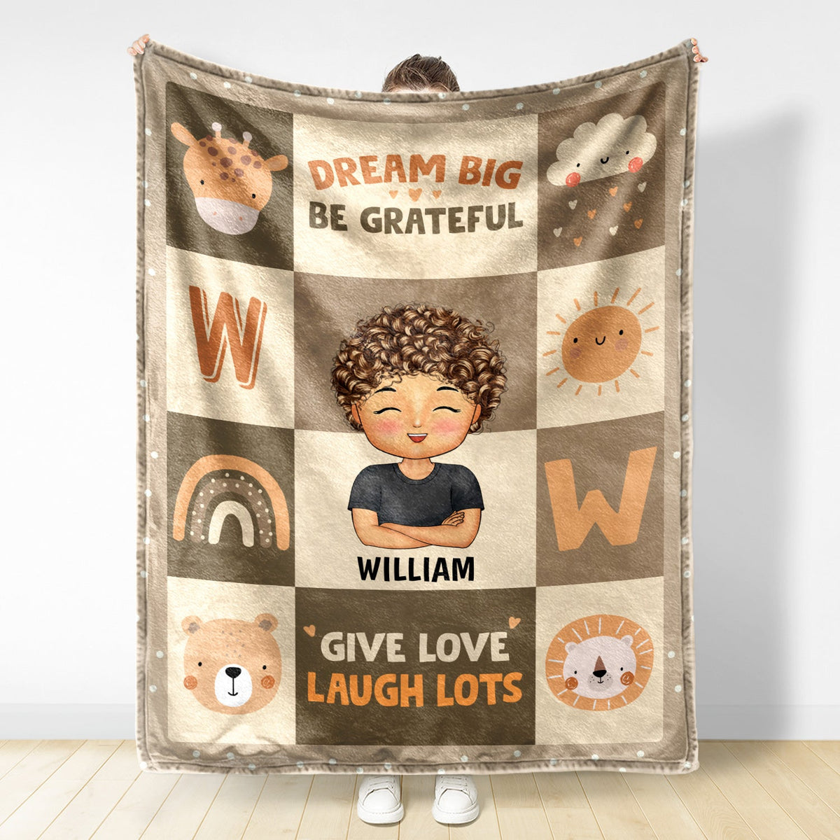 Dream Big Be Grateful Give Love Laugh Lots - Gift For Kids, Back To School Gift - Personalized Fleece Blanket