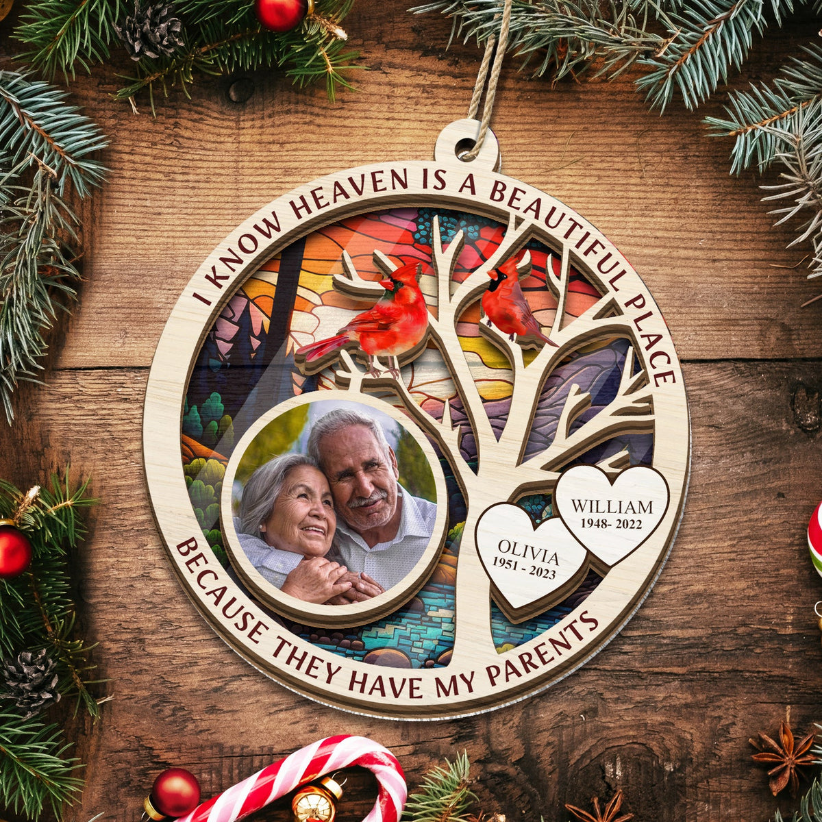 Custom Photo I Know Heaven Is A Beautiful Place - Christmas, Memorial Gift - Personalized Suncatcher Ornament