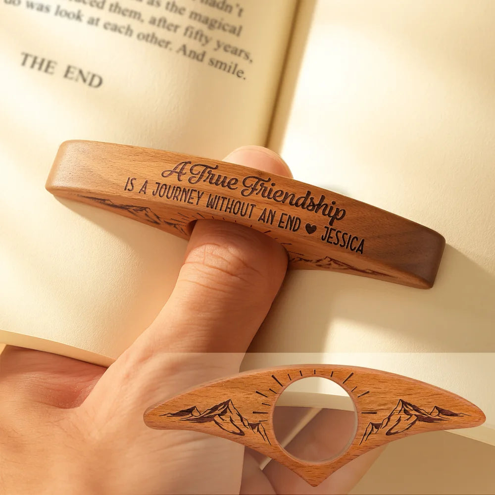 Gift For Bestie,Gift For Sisters,Happy,Gift For Brothers,Reading,Top Market - A True Friendship Is A Journey Without An End - Personalized Book Page Holder