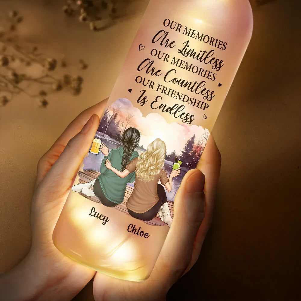 Gift For Bestie - A True Friendship Is A Journey Without An End - Personalized Bottle Light