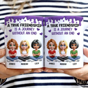 Happy,Gift For Bestie,Old Best friends,Gifts For Colleagues - A True Friendship Is A Journey Without An End 3D Effect - Personalized White Edge-to-Edge Mug