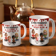 Happy,Gift For Bestie,Old Best friends,Gifts For Colleagues - A True Friendship Is A Journey Without An End 3D Effect - Personalized White Edge-to-Edge Mug