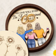 Gift For Bestie, Gift For Sisters, Happy, Old Best friends - A True Friendship Is A Journey Without An End Bestie - Personalized 2-Layered Wooden Ring Dish