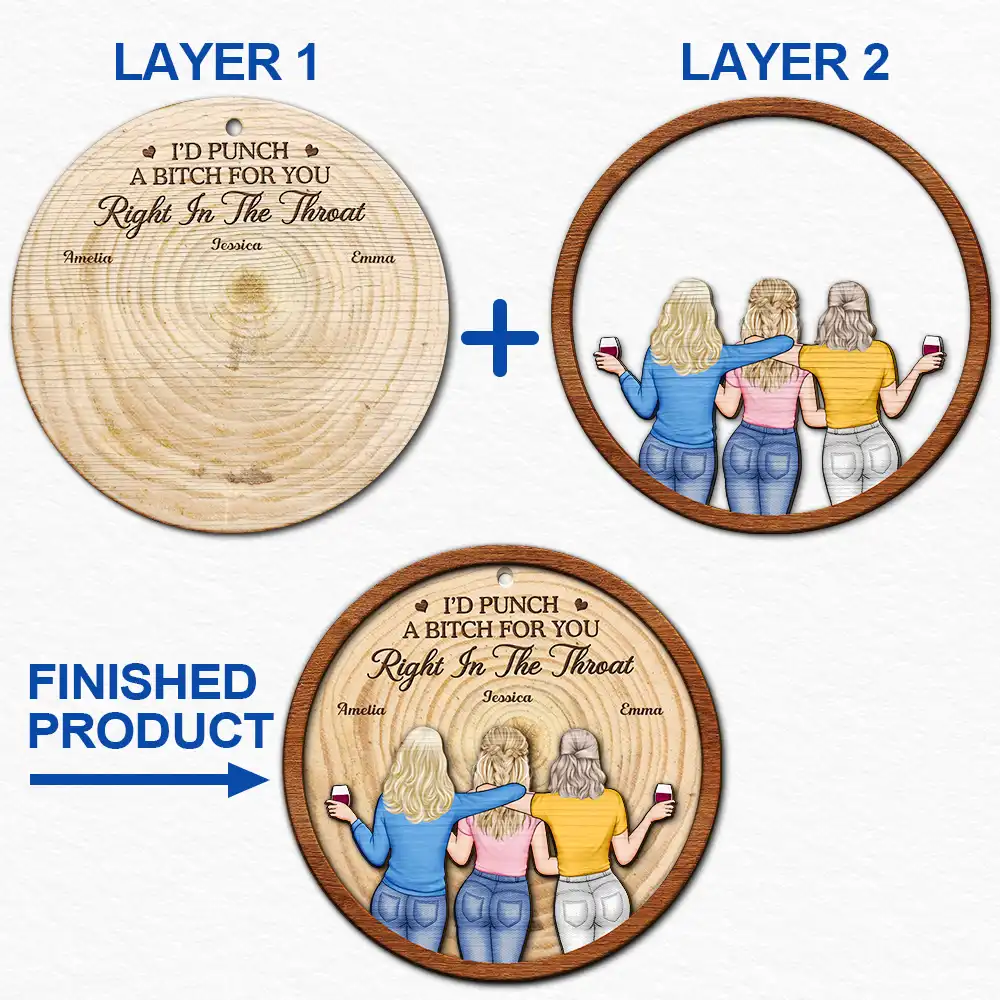 Gift For Bestie,Gifts For Colleagues,Christmas,Happy - A True Friendship Is A Journey Without An End Bestie - Personalized 2-Layered Wooden Ornament