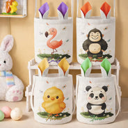 Gift For Kids,Grandpa - Grandkids,Grandma - Grandkids,Gift For Grandkids,Easter - Adorable Animal With Name - Personalized Bunny Ears Bucket Bag