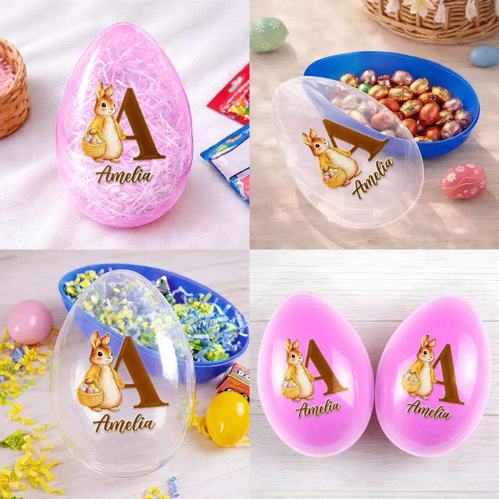 Easter,Happy,Gift For Kids,Parents - Adorable Bunny Holding An Egg Basket - Personalized Fillable Egg