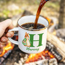 Gift For Kids,Grandma - Grandkids,Gift For Grandkids,Dad - Children,Mom - Children,Easter,Happy - Adorable Bunny With Alphabet Letters - Personalized Enamel Mug