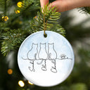 Cat Lovers,Cat Mom,Cat Dad,Pet Lovers,Pet Mom,Pet Dad,Happy,Christmas - Adorable Cat Line - Personalized Circle Ceramic Ornament