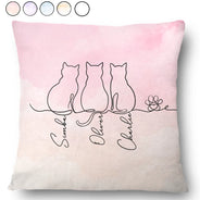Cat Lovers, Cat Mom, Cat Dad, Pet Lovers, Pet Mom, Pet Dad, Happy - Adorable Cat Line - Personalized Pillow