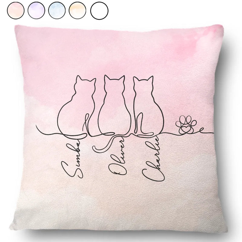 Cat Lovers, Cat Mom, Cat Dad, Pet Lovers, Pet Mom, Pet Dad, Happy - Adorable Cat Line - Personalized Pillow
