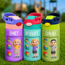 Adorable,Back To School,Gift For Kids,Vector - Adorable Kid Getting Ready For School - Personalized Insulated Water Bottle With Straw