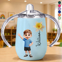Adorable, Gift For Kids, Vector - Adorable Kid & Birth Month Flower - Personalized Sippy Cup
