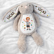 Back To School, Parents, Adorable, Vector - Adorable Kids Back To School - Personalized Soft Toy Bunny