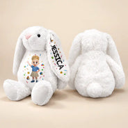 Back To School, Parents, Adorable, Vector - Adorable Kids Back To School - Personalized Soft Toy Bunny