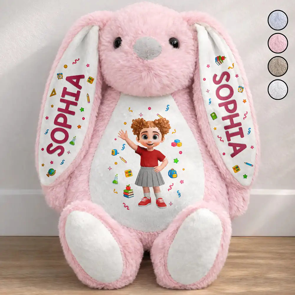 Back To School, Parents, Adorable, Vector - Adorable Kids Back To School - Personalized Soft Toy Bunny
