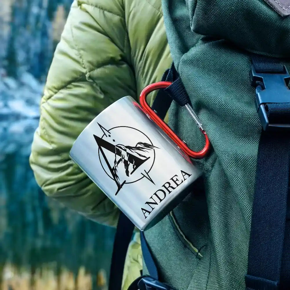 Happy,Camping,Campsite,Gift For Yourself,Gift For Women,Gift For Men - Adventure And Nature Name - Personalized Carabiner Mug