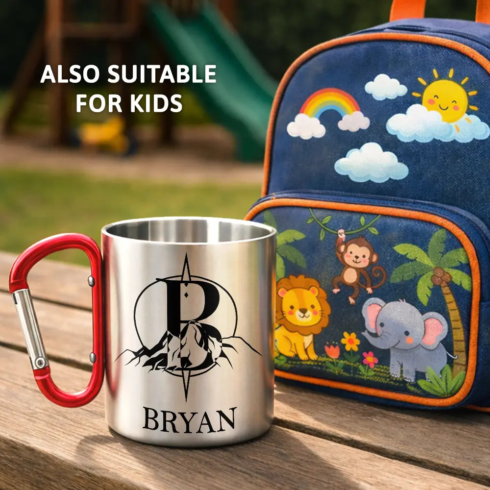 Happy,Camping,Campsite,Gift For Yourself,Gift For Women,Gift For Men - Adventure And Nature Name - Personalized Carabiner Mug