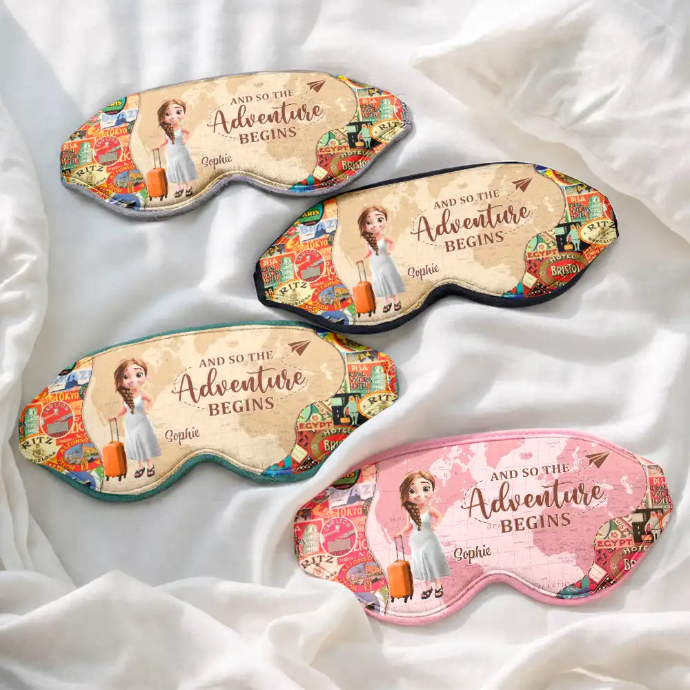 Gift For Yourself,Travel,Gift For Women,Gift For Men,Happy - Adventure Awaits Travel Lover - Personalized 3D Sleep Mask