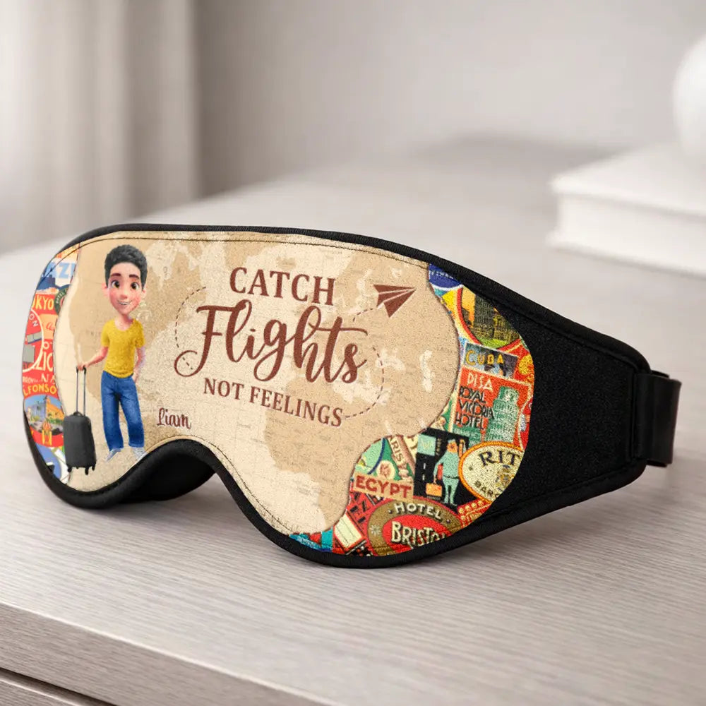 Gift For Yourself,Travel,Gift For Women,Gift For Men,Happy - Adventure Awaits Travel Lover - Personalized 3D Sleep Mask