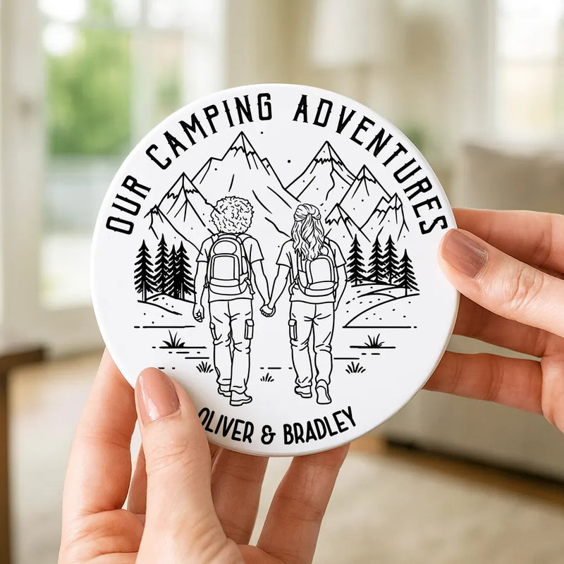 Gift For Couples,Gift For Husband,Old Couples,Gift For Wife,Gift For Boyfriend,Gift For Girlfriend,LGBT,Love - Adventure Partners For Life - Personalized Ceramic Coaster