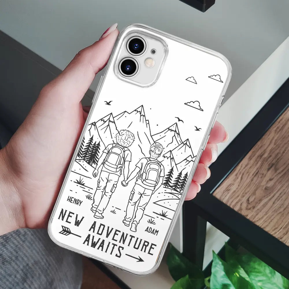 Gift For Couples,Gift For Husband,Old Couples,Gift For Wife,Gift For Boyfriend,Gift For Girlfriend,LGBT,Love - Adventure Partners For Life - Personalized Clear Phone Case