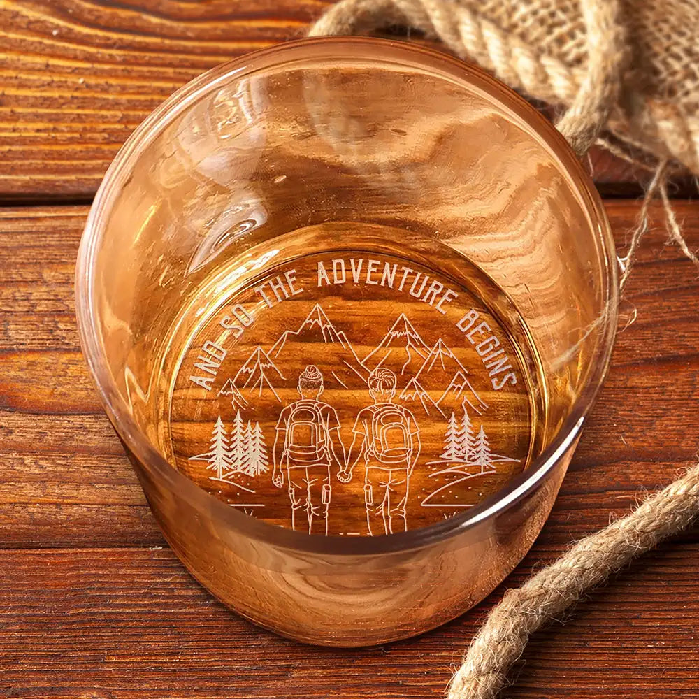Gift For Couples,Gift For Husband,Old Couples,Gift For Wife,Gift For Boyfriend,Gift For Girlfriend,LGBT,Love - Adventure Partners For Life - Personalized Engraved Whiskey Glass