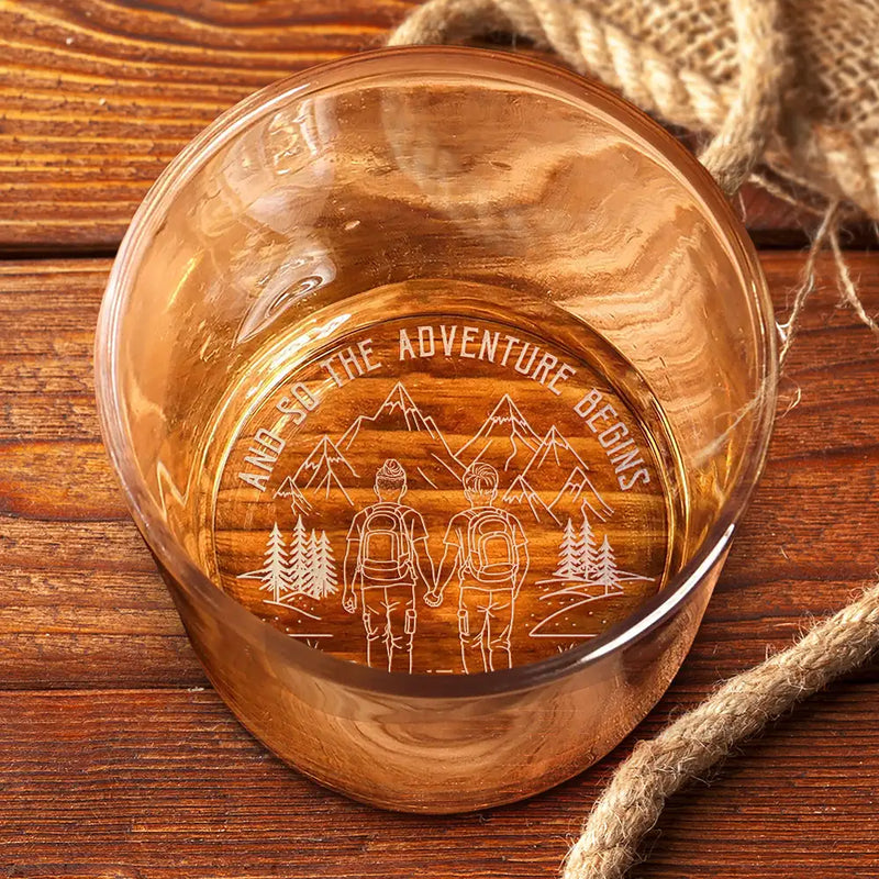 Gift For Couples,Gift For Husband,Old Couples,Gift For Wife,Gift For Boyfriend,Gift For Girlfriend,LGBT,Love - Adventure Partners For Life - Personalized Engraved Whiskey Glass