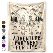 Gift For Couples,Old Couples,Gift For Husband,Gift For Wife,Gift For Boyfriend,Gift For Girlfriend,Happy - Adventure Partners For Life - Personalized Fleece Blanket, Sherpa Blanket