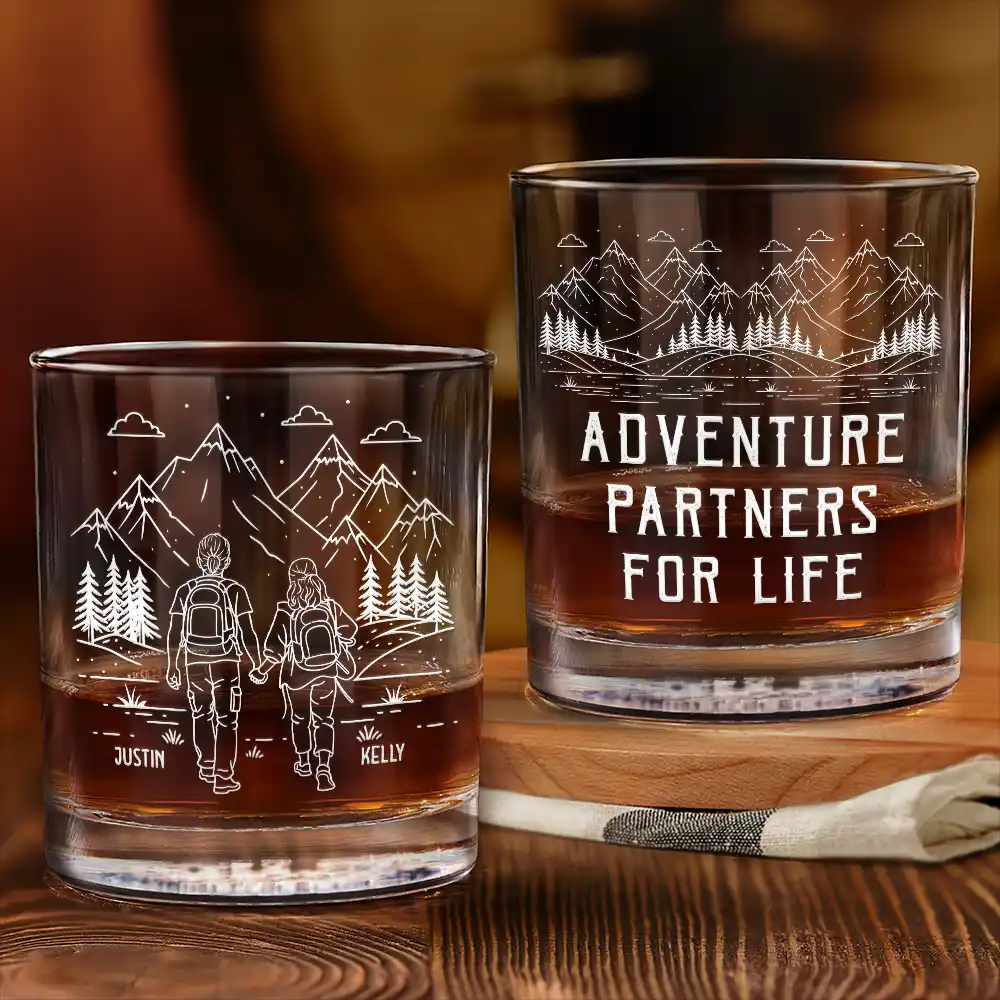 Adventure Partners For Life - Personalized Whiskey Glass