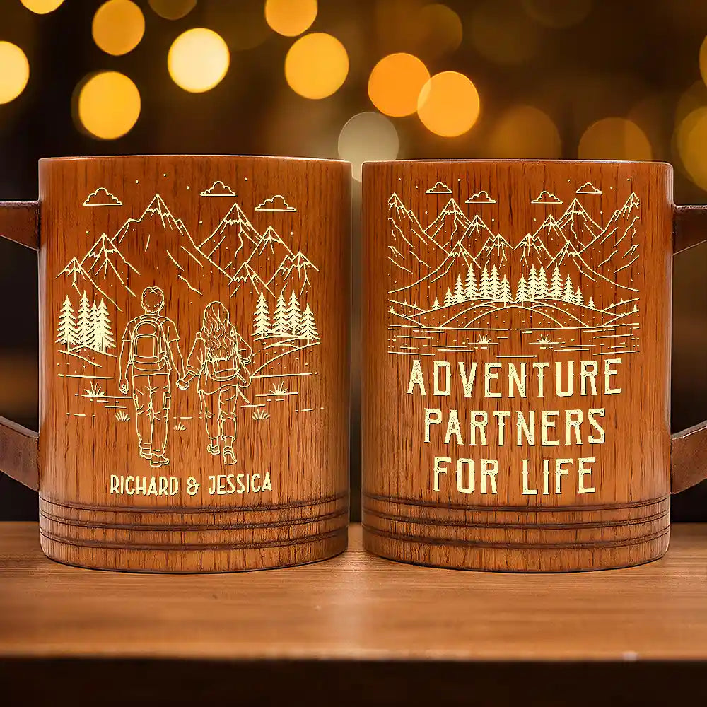 Adventure Partners For Life - Personalized Wooden Mug