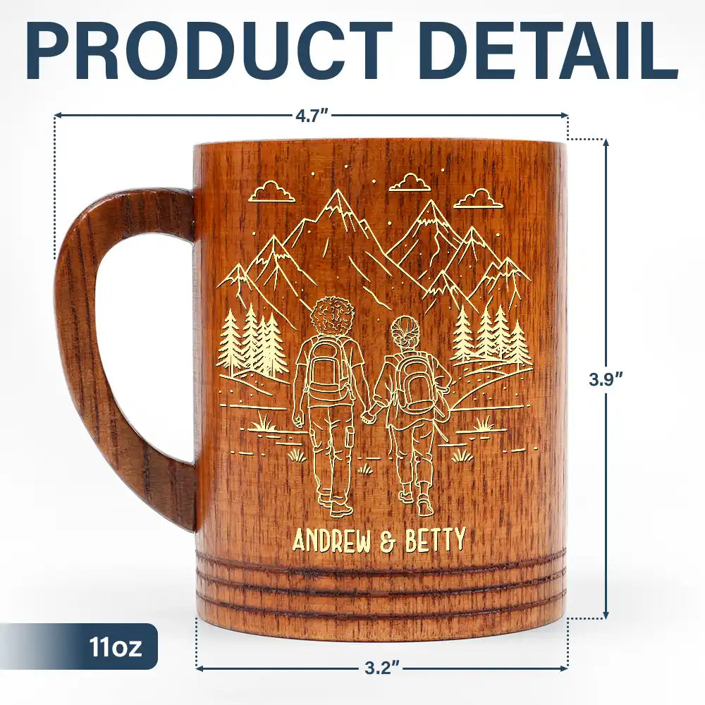 Gift For Couples,Old Couples,Gift For Husband,Gift For Wife,Gift For Boyfriend,Gift For Girlfriend,Happy - Adventure Partners For Life - Personalized Wooden Mug