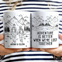 Gift For Couples,Gift For Husband,Old Couples,Gift For Wife,Gift For Boyfriend,Gift For Girlfriend,LGBT,Love - Adventure Partners For Life Couple Line Art - Personalized Mug