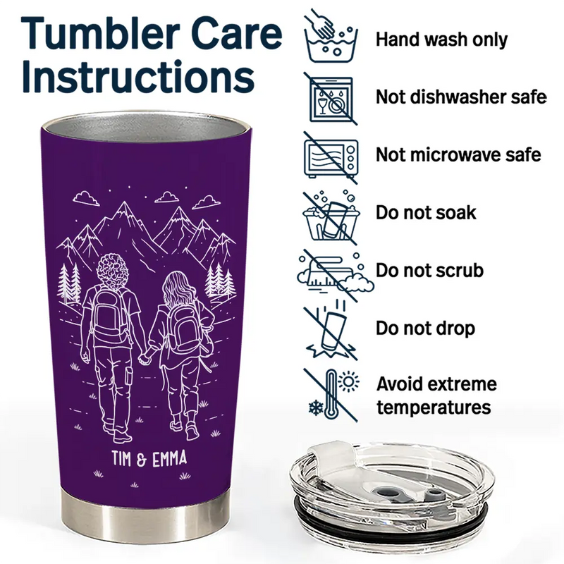 Gift For Couples,Gift For Husband,Old Couples,Gift For Wife,Gift For Boyfriend,Gift For Girlfriend,LGBT,Love - Adventure Partners For Life Couple Line Art - Personalized Tumbler